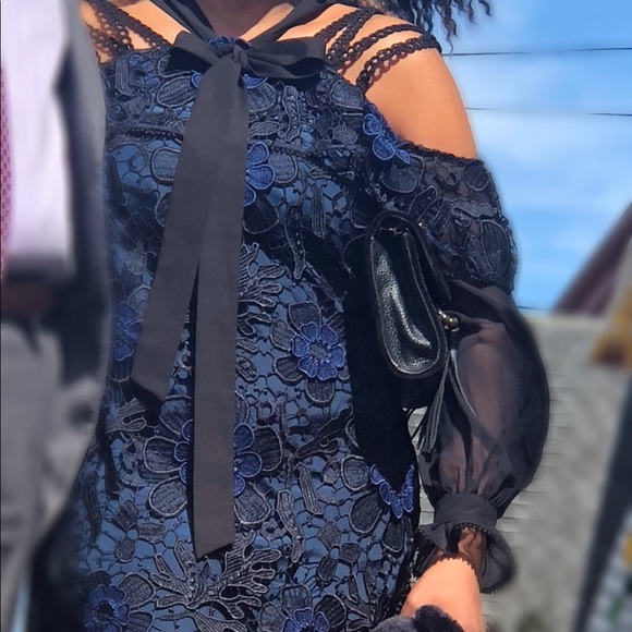 Self-Portrait Cold Shoulder Floral Lace Mini Dress - Picture 4 of 4